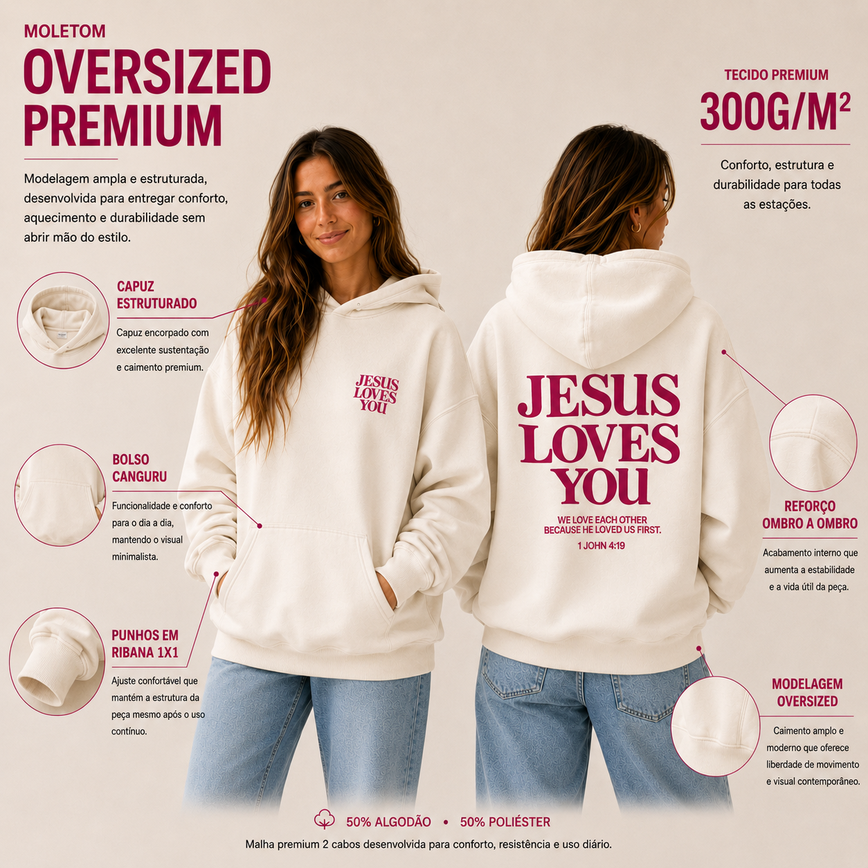 Moletom Premium Jesus Loves You