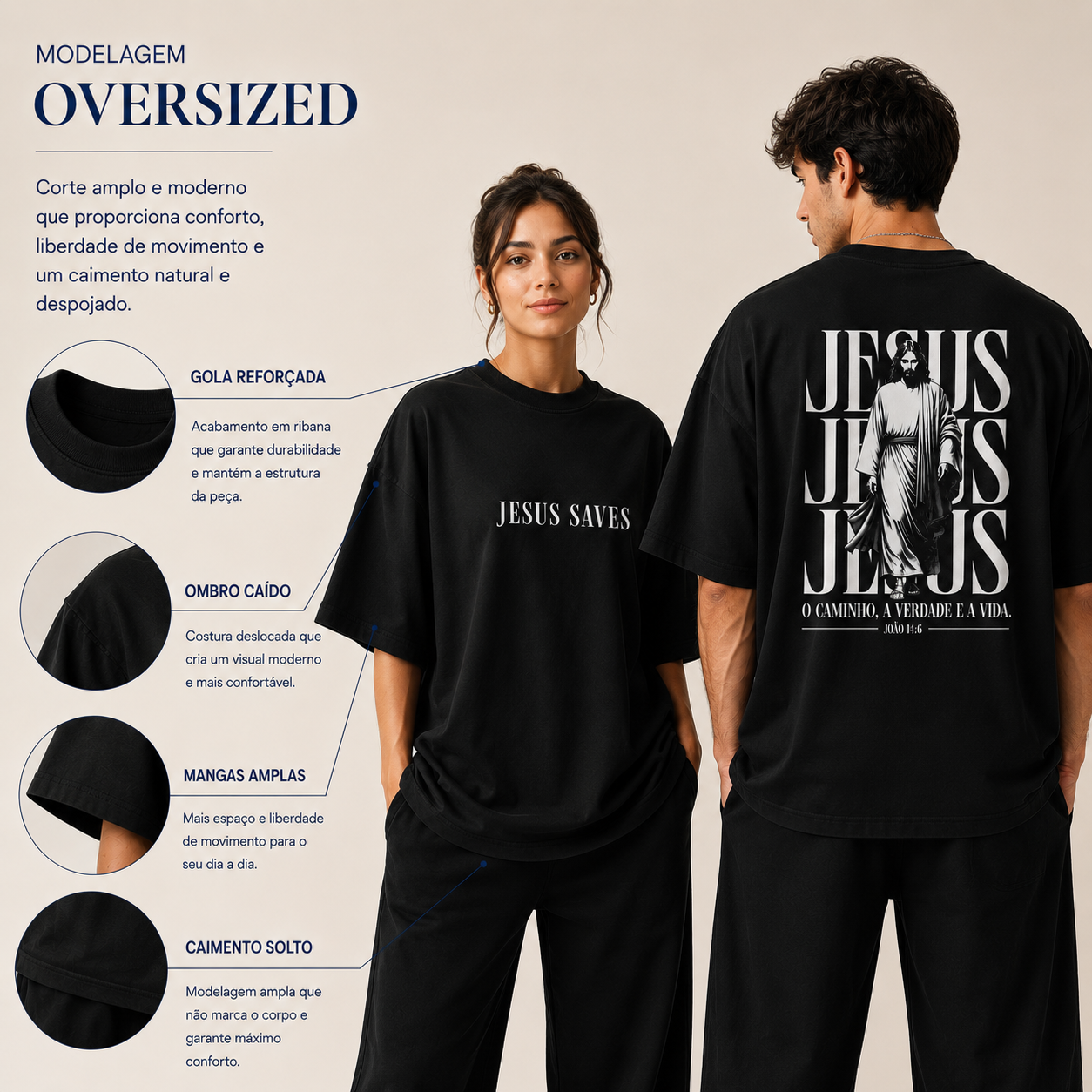 Oversized Jesus Saves - Preta