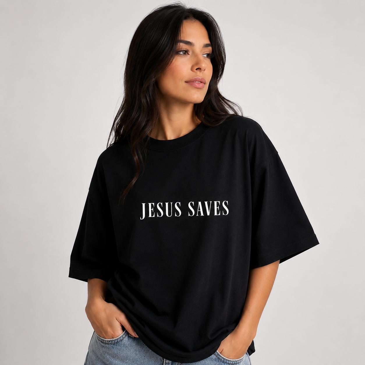 Oversized Jesus Saves - Preta