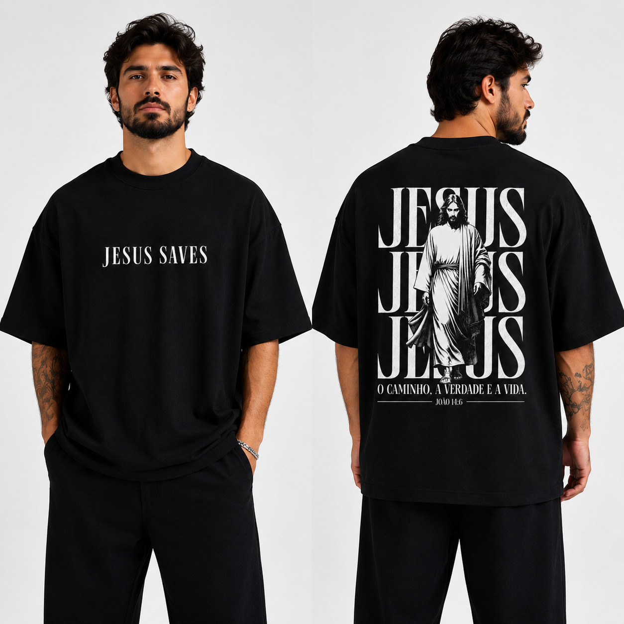 Oversized Jesus Saves - Preta